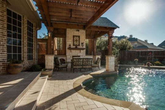 swimming pool with patio