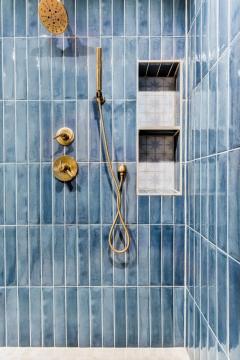 bluish shower tiles