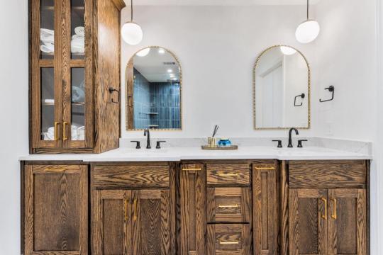 Bathroom wood cabinets and drawers
