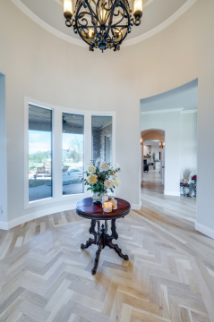 entry way with pattern wooden floors